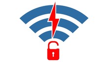 Security Concept: Open Lock And Wifi Icon. Illustration Of Wifi Vulnerability And Cybersecurity Compromised WEP, WPA, WPA 2 Encryption. Krack Is A Serious Threat For Wifi Internet Connection