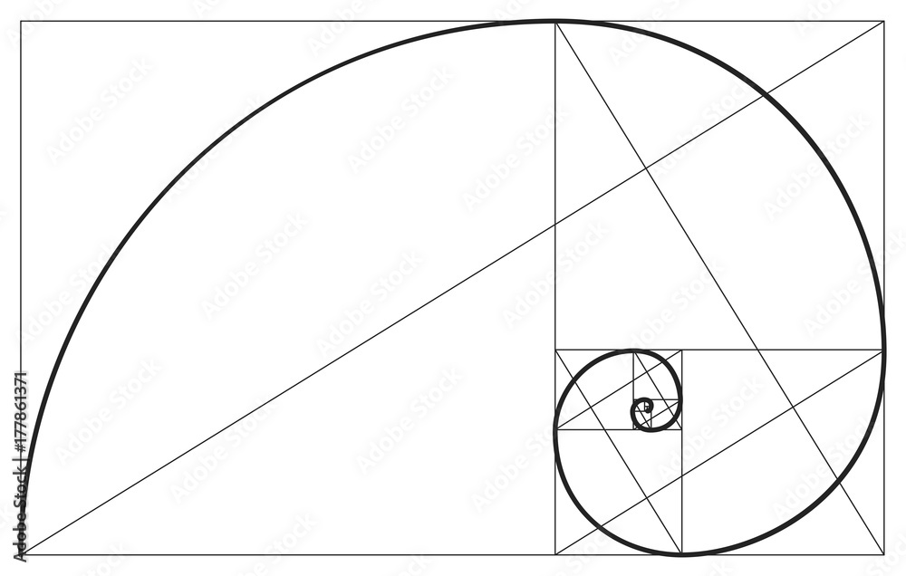 Vector golden ratio. Fibonacci ideal proportion sections, divinity and ...