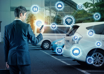 Leinwandbilder - Internet of Things and futuristic transportation concept.