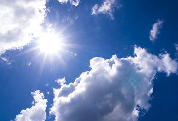 Wall Mural - cloud scape and sunshine with blue sky background