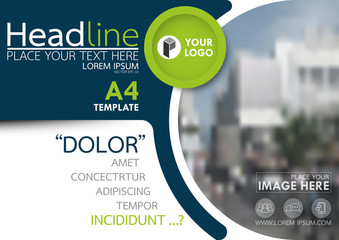 Wall Mural - blue and green flyer cover business brochure vector design, leaflet advertising abstract background,