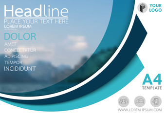 Wall Mural - blue flyer cover business brochure vector design, leaflet advertising abstract background, modern po