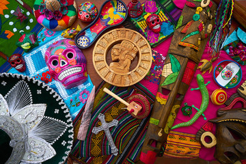 Wall Mural - Mayan mexican handcrafts souvenirs mix