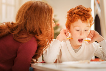 Wall Mural - Emotional kid getting excited over something