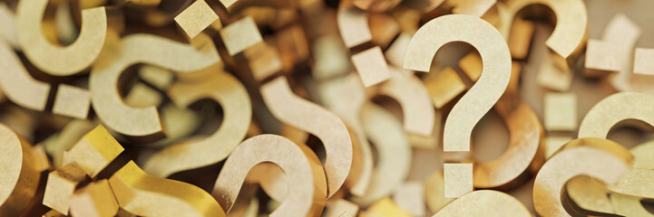 Fototapete - Infinite golden question marks, original 3d rendering