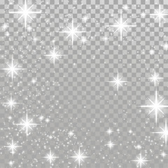 Wall Mural - bright white flickering stars over light grey checkered background