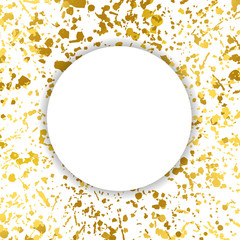Wall Mural - White round banner over golden foil pattern background layout