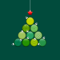 Sticker - Abstract Christmas Tree Balls Pattern Green Silver