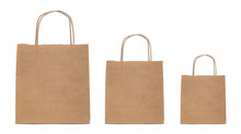 Recycled Paper Shopping Bag On White Background.