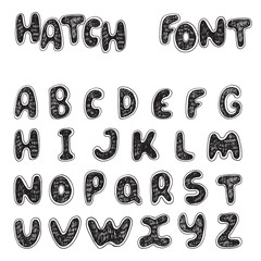 Fototapete - Vector set with alphabet letters sequence from A to Z. Hand drawn english font design, decorated with hatch and outline