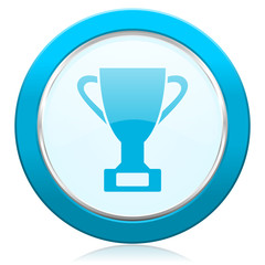 Aufkleber - Cup blue chrome silver metallic border web icon. Round button for internet and mobile phone application designers.