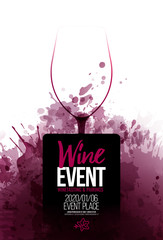 Wall Mural - Template for promotions or presentations of wine events.  Background texture of wine stains.