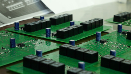 Poster - Detail of integrated circuit board with chip. Integrated Circuit Board of a Hard Disk. Chip, microchip
