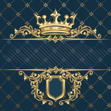 Retro Decorative Blank With Crown And Shield