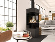 3d rendering. living room with fireplace in modern loft apartment. tea time