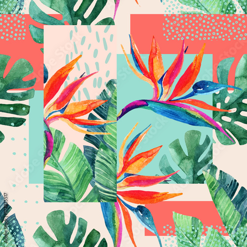 Stoffe zum Nähen Abstract tropical summer design in minimal style.