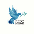 © James Thew - An isolated dove flying. Christmas symbol of Peace dove watercolor. Vector illustration