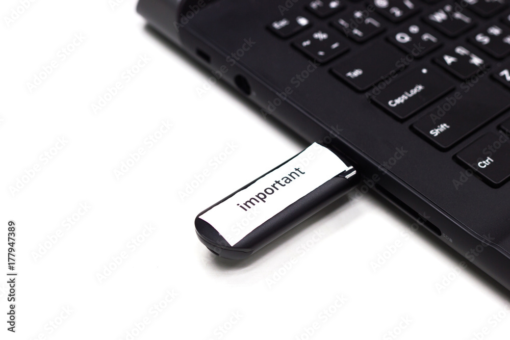 USB flash drive with label word