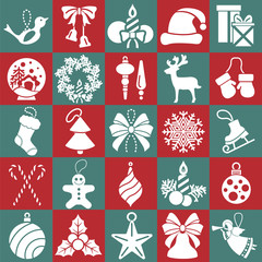 Wall Mural - christmas, new year holidays icon big set. flat style collection
