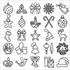 Wall Mural - christmas, new year holidays icon big set. flat style collection