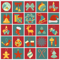 Wall Mural - christmas, new year holidays icon big set. flat style collection