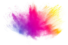 Explosion Of Color Powder On White Background.