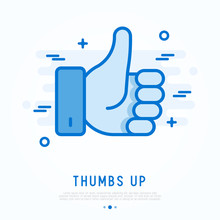 Thumbs Up Thin Line Icon. Simple Vector Illustration Of Success, Yes Sign, Agreement.