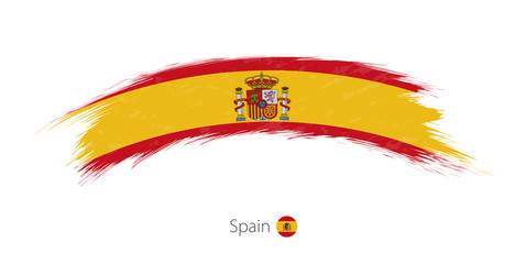 Wall Mural - Flag of Spain in rounded grunge brush stroke.