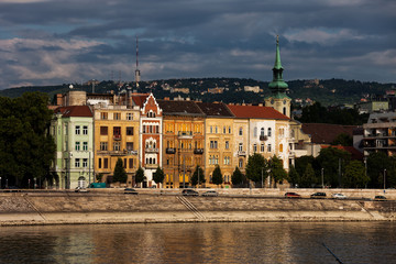 Poster - Old Houses at Danube River in Budapest