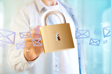 Poster - Padlock security connection isolated on a color background - 3d rendering