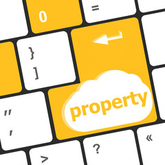 Poster - Insurance concept. computer keyboard with word Property word on enter button background