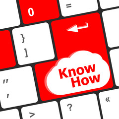 Poster - know how knowledge or education concept with button on computer keyboard