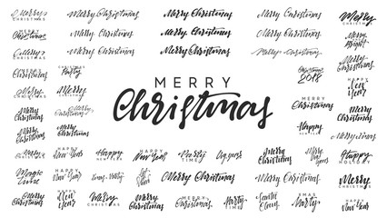 Poster - Merry Christmas and Happy New Year, black text calligraphy