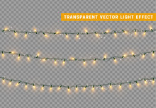 Christmas Lights Isolated Realistic. Garland String.