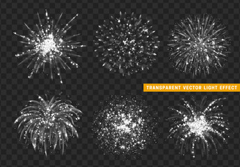 Wall Mural - Set of Firework white isolated. Xmas decoration. Holiday design element.