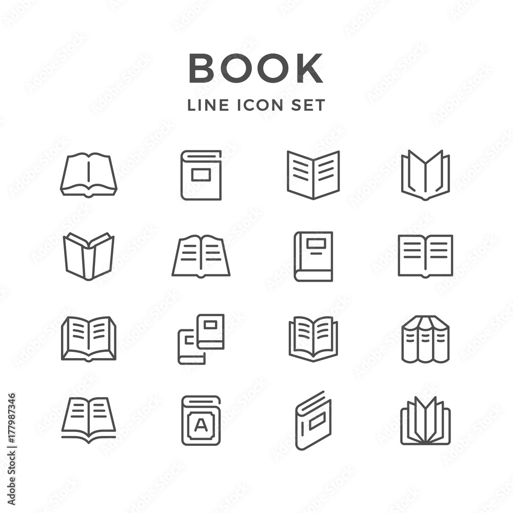 Set line icons of book Stock Vector | Adobe Stock