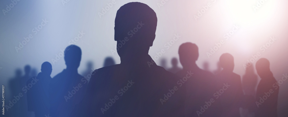 black silhouettes of business people - obrazy, fototapety, plakaty 
