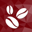 Kaffeebohnen - Icon mit geometrischem Hintergrund rot