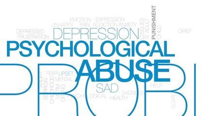 Sticker - Psychological abuse animated word cloud, text design animation. Kinetic typography.