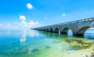 Wall Mural - Long Bridge at Florida Key's - Historic Overseas Highway And 7 Mile Bridge to get to Key West, Florida, USA