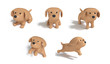 five acting brown dog cartoon style white background 3d rendering