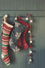 Hanging Stockings Ready For Christmas