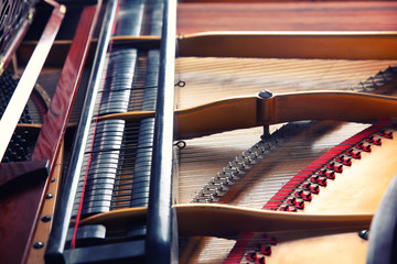 Poster - Mechanism of piano, closeup