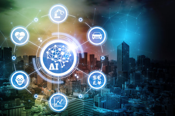 Aufkleber - AI(Artificial Intelligence) and Internet of Things. Conceptual mixed media.