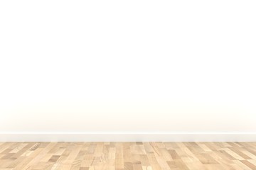 white room with wood floor in 3D rendering