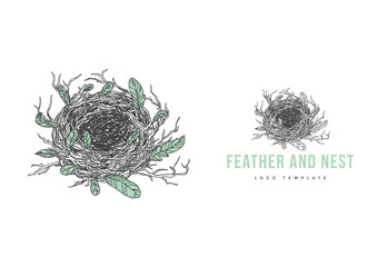 Wall Mural - nest and feather