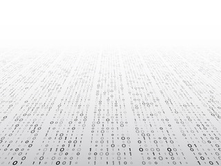 abstract perspective binary code on a grey background. matrix technology concept. computer digital d