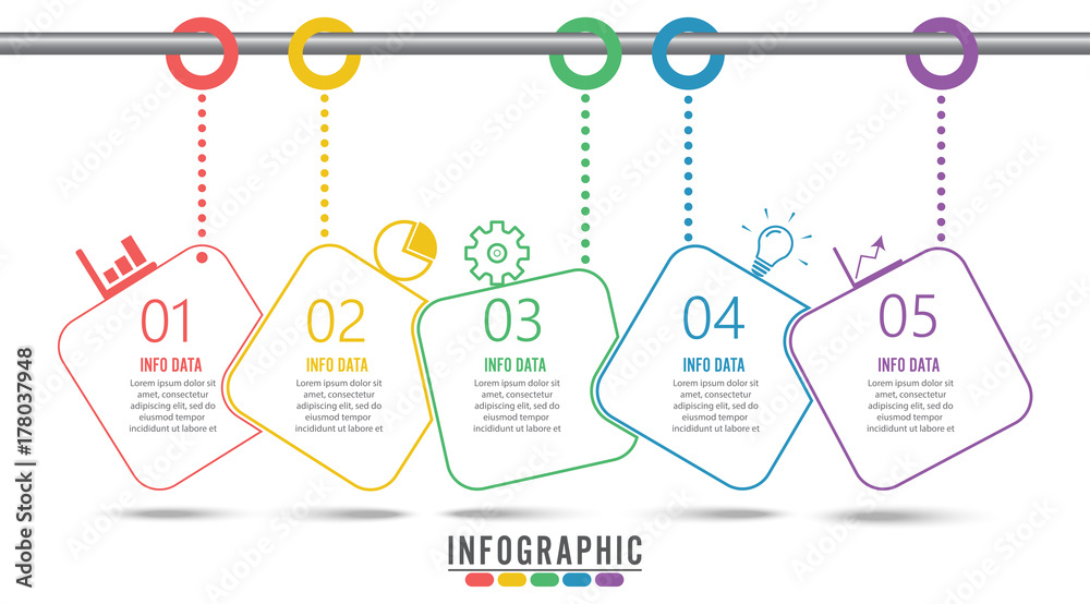 Timeline infographics design template with 5 options, process diagram ...