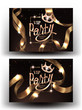 © unona613 - VIP party invitation cards with gold dust and silk gold ribbons. Vector illustration