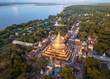 Aerial view at the ancient Shwezigon Pagoda,the main tourist destination of Bagan, Myanmar (Burma)